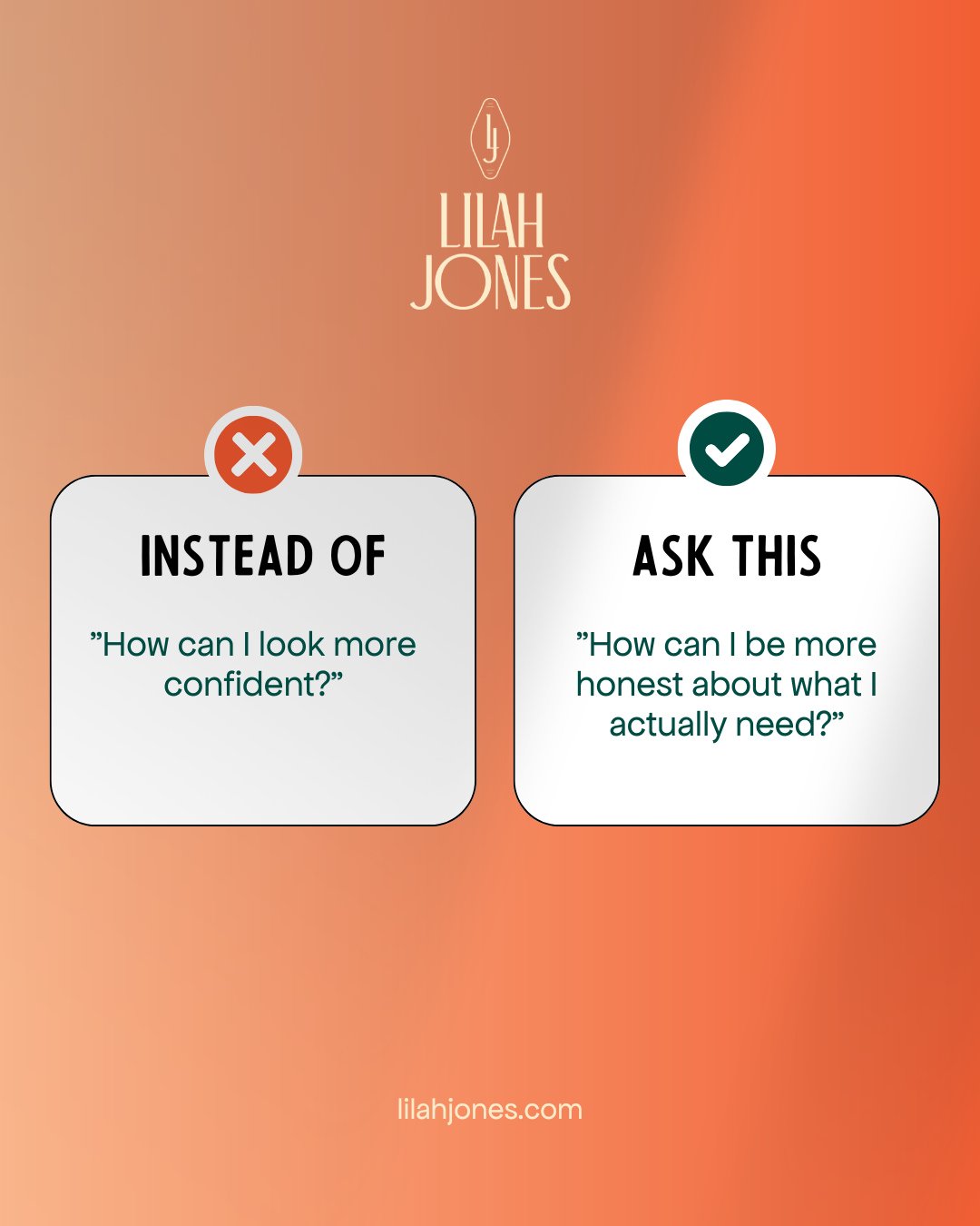 Instead of &quot;How can I look more confident?&quot; ask:⁠
⁠
&quot;How can I be more honest about what I actually need?&quot;⁠
⁠
Confidence isn't about having all the answers. It's about being brave enough to ask better questions.⁠
⁠
⁠
♻️ Share this