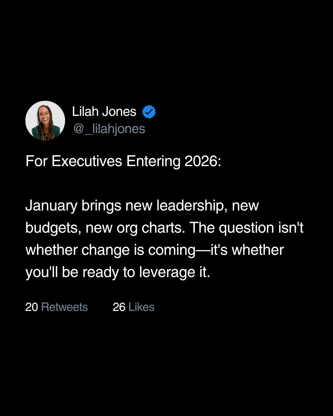 &quot;I need to be ready for 2026.&quot;⁠
⁠
New CEO. Reorg rumors. Survived 3 layoffs.⁠
⁠
Sarah knew the playbook.⁠
⁠
But this time, she didn't just survive.⁠
⁠
She thrived.⁠
⁠
By Oct 15: ⁠
&rarr; EVP promotion (created for her) ⁠
&rarr; 2 F500 offer