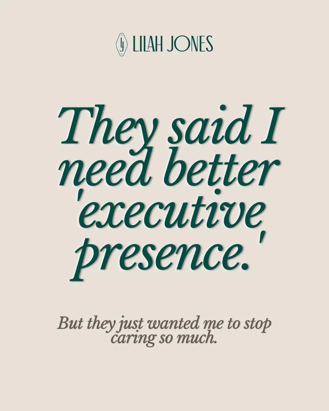 &quot;They said I need better 'executive presence.'&quot;⁠
⁠
Translation: Stop caring so much.⁠
⁠
Meanwhile, the person who got promoted? Can't read a room. Loses top talent quarterly. But hey&mdash;great poker face.⁠
⁠
8 weeks later, my client got t