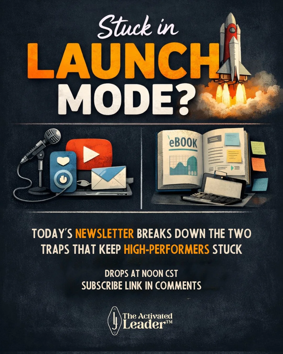 Podcast. YouTube. Newsletter. Ebook.⁠
⁠
14 months of content.⁠
⁠
Revenue?⁠
⁠
"I'm still working on the business model."⁠
⁠
That's LAUNCH mode.⁠
⁠
Creating everything to avoid selling anything.⁠
⁠
It feels productive.⁠
⁠
It's not movement.⁠
