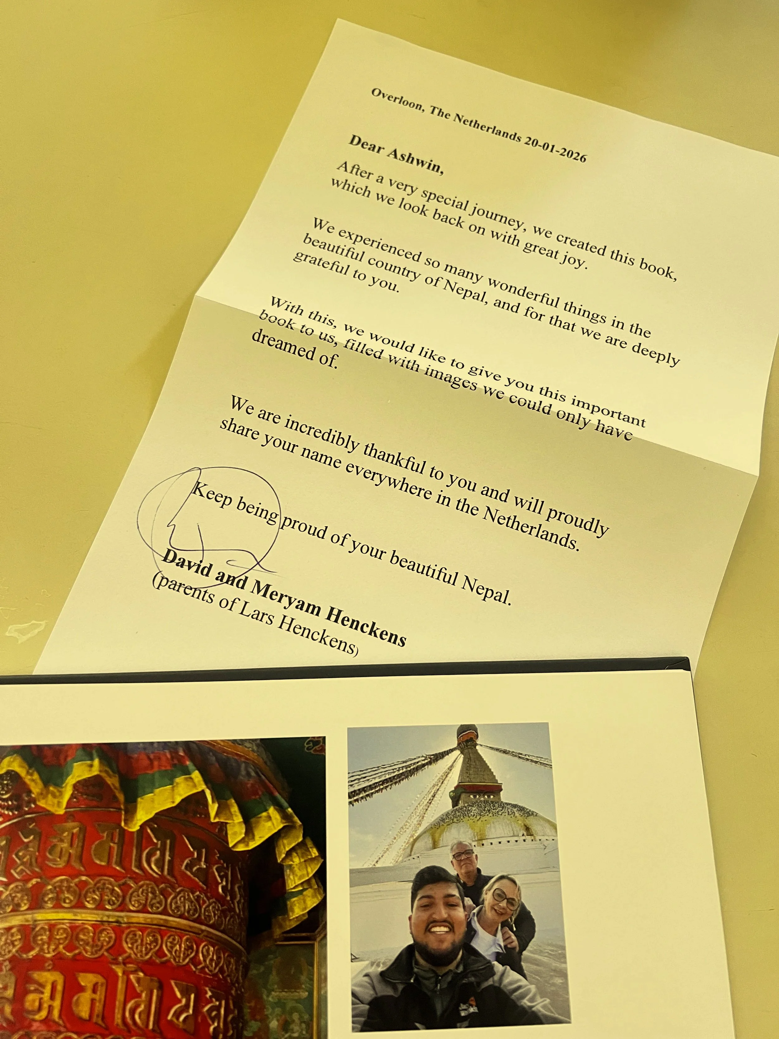 Client testimonial letter — Nepal as a Local private luxury Himalayan travel experience