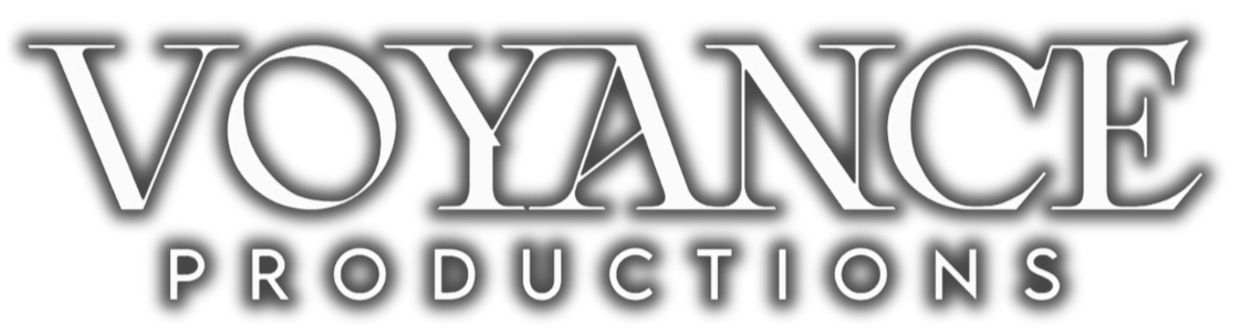 VOYANCE PRODUCTIONS logo in black background with white text Broadway Divas SCFTA Miss Clair Voyance