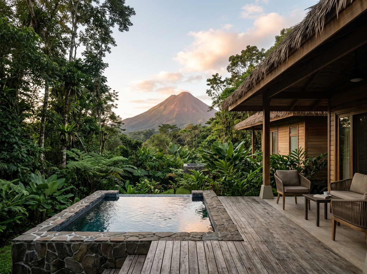 Luxury villa at Nayara Springs Costa Rica surrounded by rainforest near Arenal Volcano.