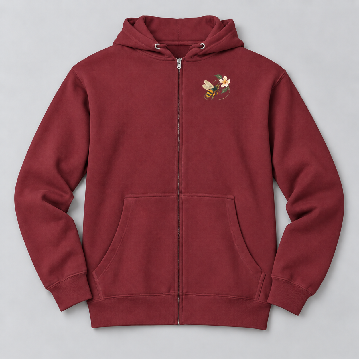 pollination-unisex-premium-full-zip-hoodie-burgundy-front-flat-lay-v2.png