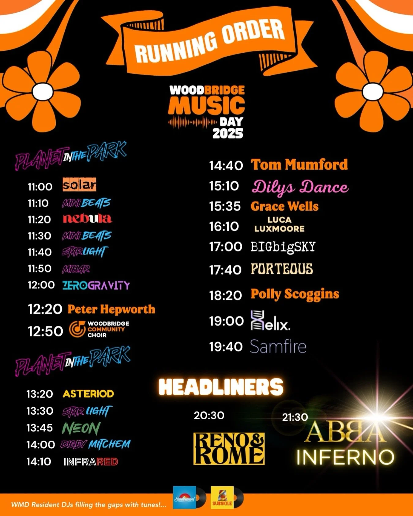 🎵Woodbridge Music Day 2025 - Running Order🎵

Only 3 days left - grab your tickets now! We have some amazing, local talent joining our stage throughout the day! Come and support 🙌🏼