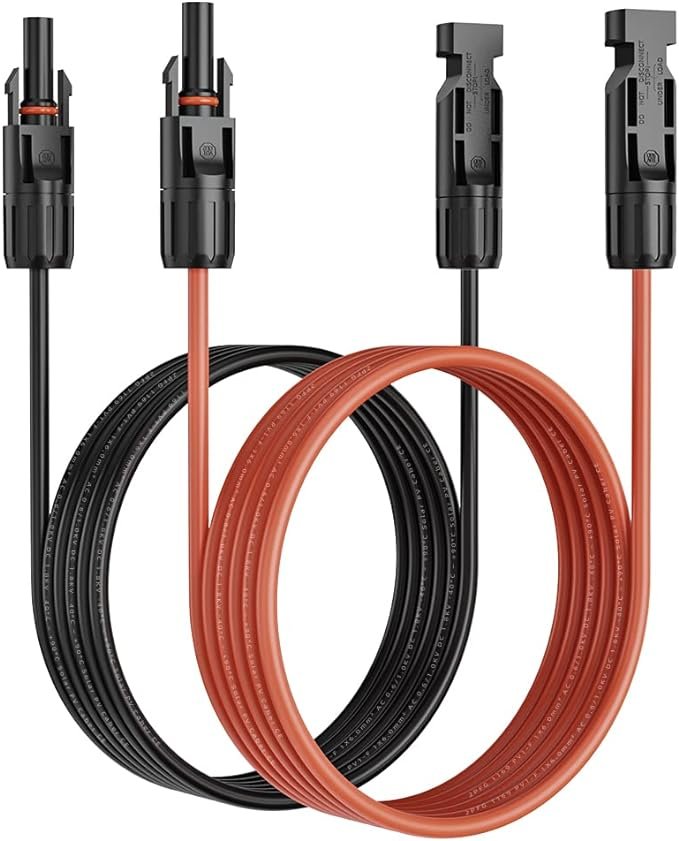 20' Red/20' Black 10AWG Solar Extension Cables with connecters.
