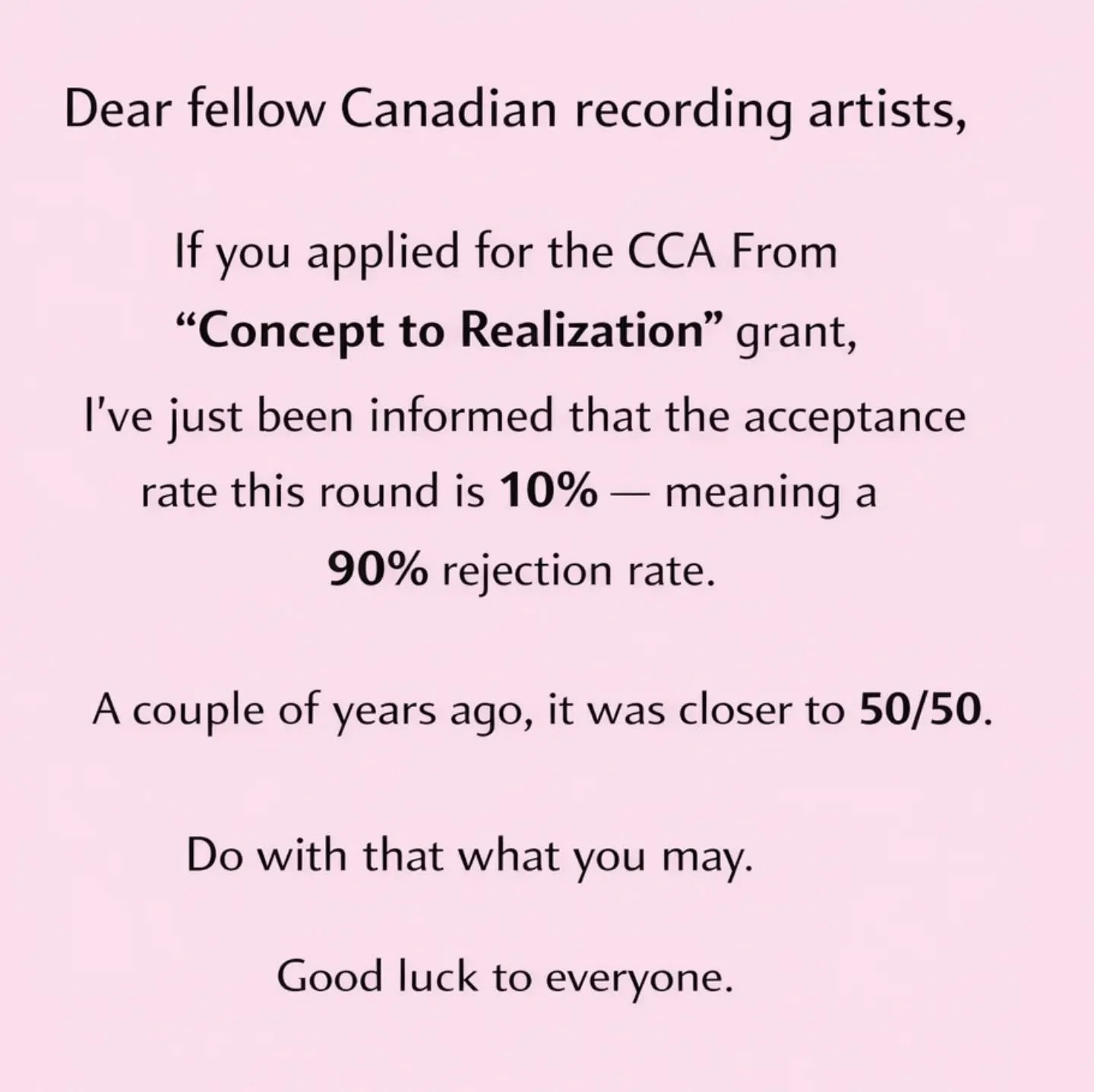 I just hope @canada.council ,( and all the others actually ) focuse less on justifying this statement, and more on actually securing funding and protecting artists.