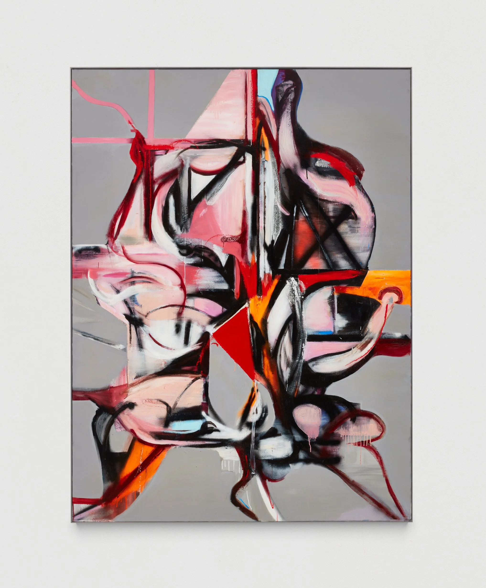 LA CHIMERA (JETLAG), 150 CM X 200 CM, OIL, ACRYLIC, SPRAY PAINT, PHOTOCHROMIC FILM ON LINEN CANVAS, 2023-2024