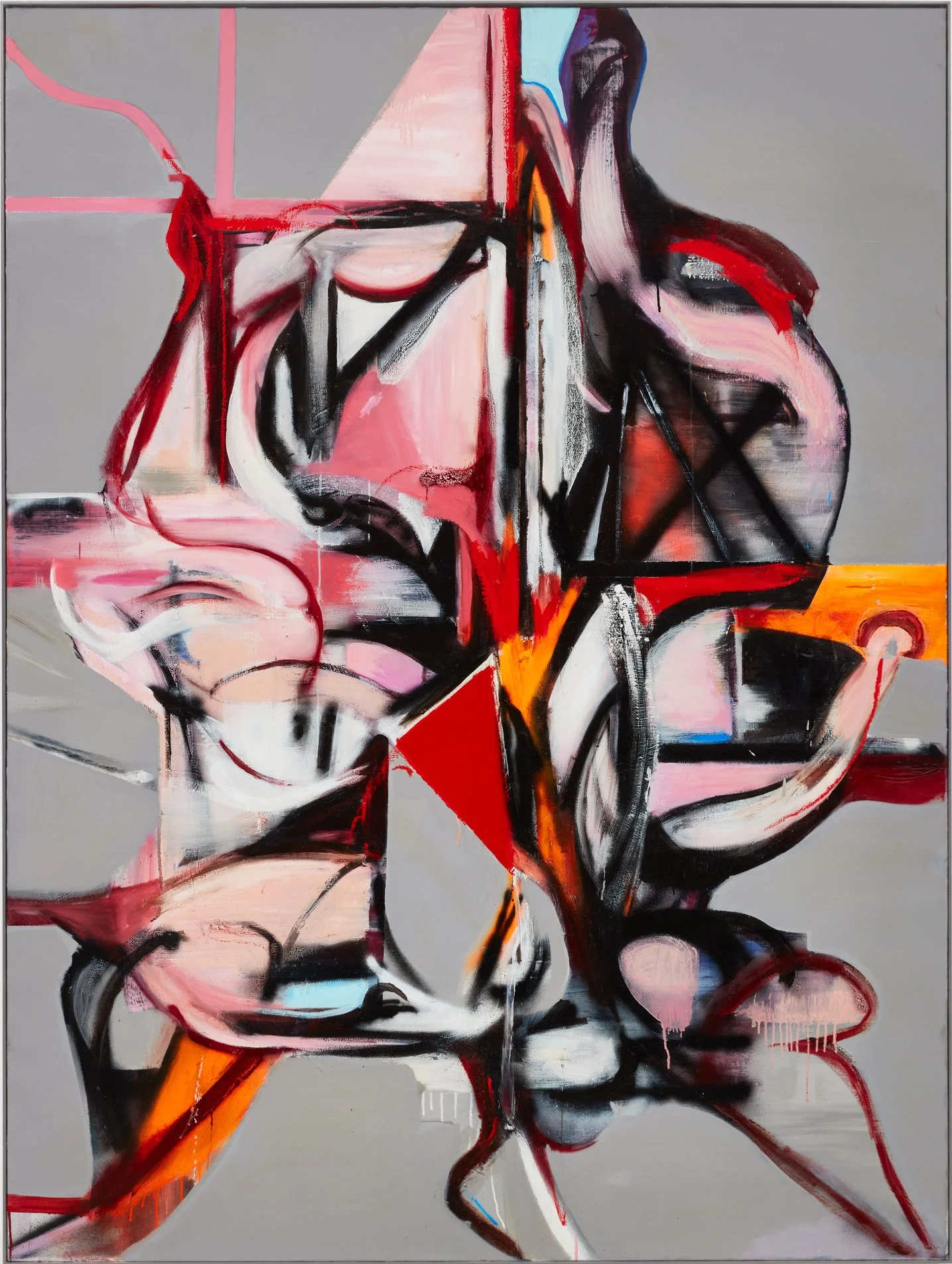 LA CHIMERA (JETLAG), 150 CM X 200 CM, OIL, ACRYLIC, SPRAY PAINT, PHOTOCHROMIC FILM ON LINEN CANVAS, 2023-2024