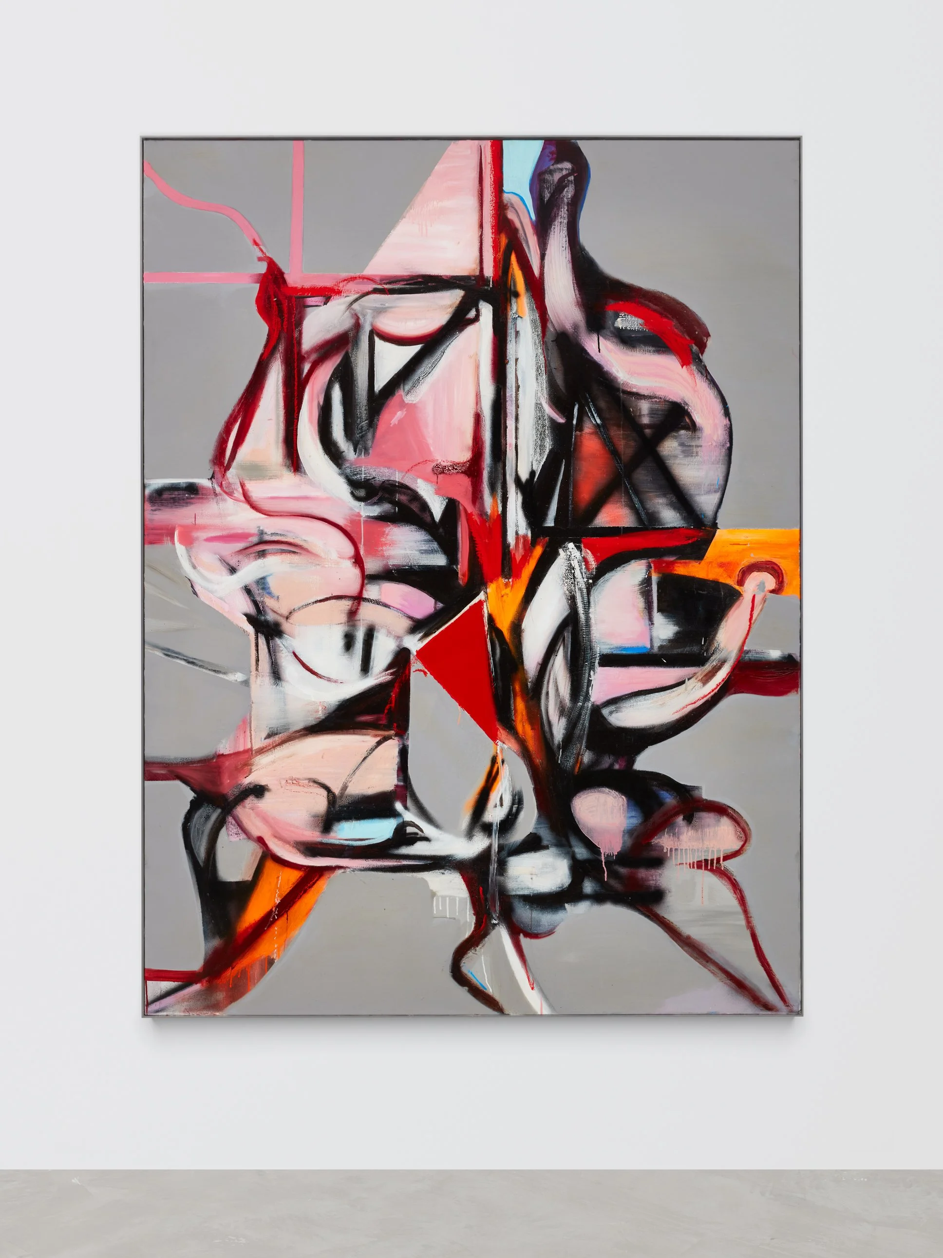 LA CHIMERA (JETLAG), 150 CM X 200 CM, OIL, ACRYLIC, SPRAY PAINT, PHOTOCHROMIC FILM ON LINEN CANVAS, 2023-2024