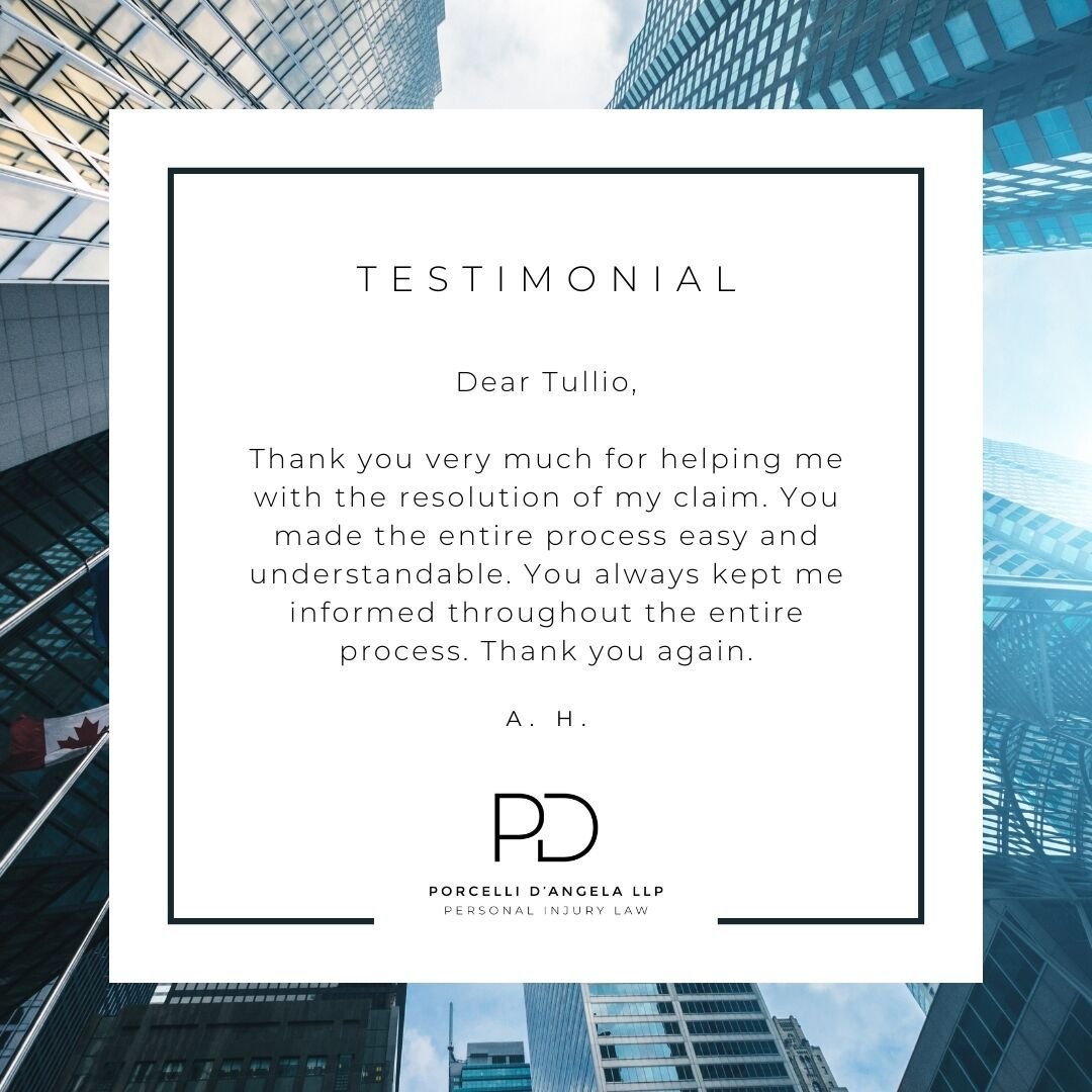 Client testimonial for personal injury lawyer, Tullio D'Angela 

#longtermdisability  #personalinjury #personalinjurylawyer #torontolawyer #personalinjurylawfirm #personalinjuryattorney #personalinjuryattorneys