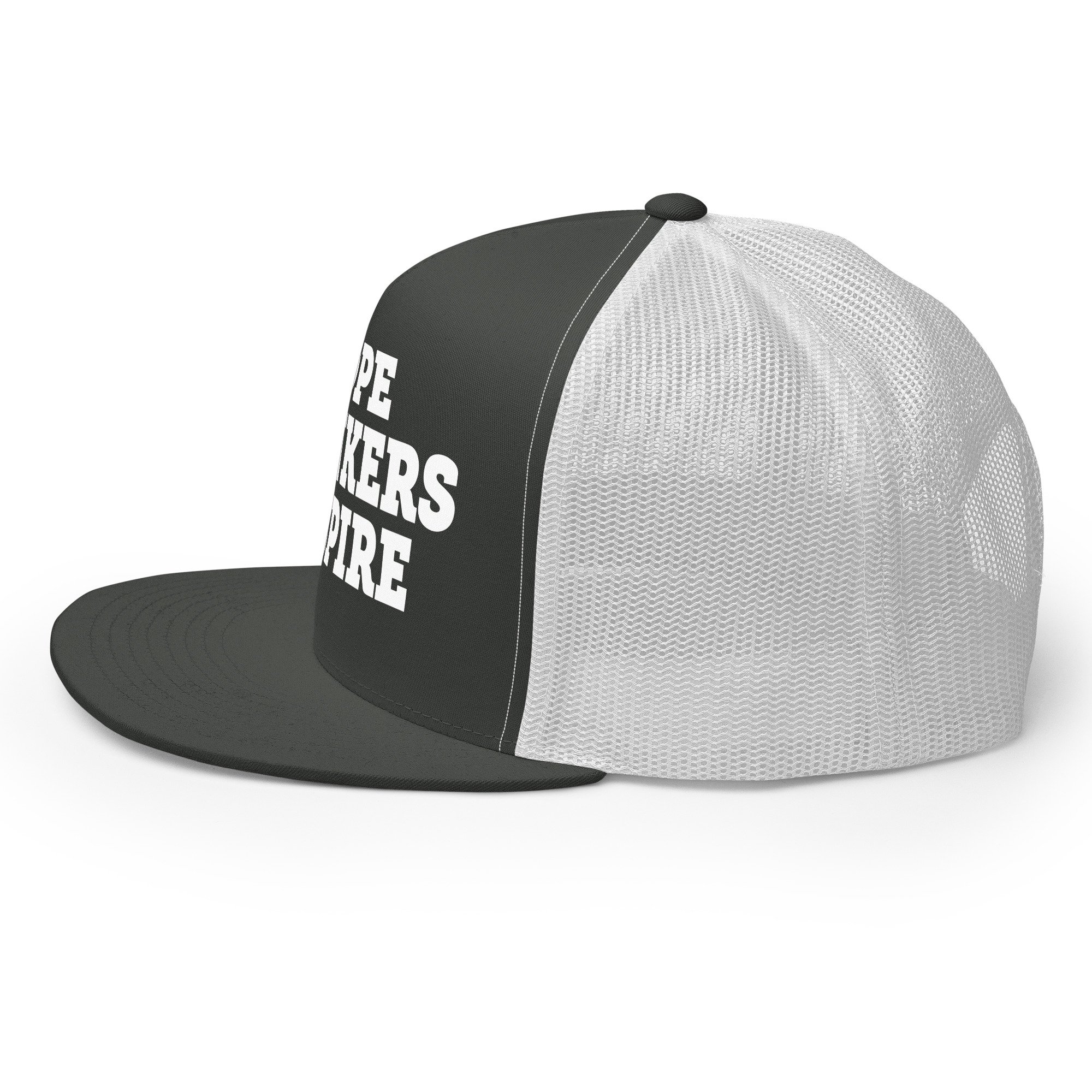 5-panel-trucker-cap-charcoal-white-left-680995e4540f5.jpg