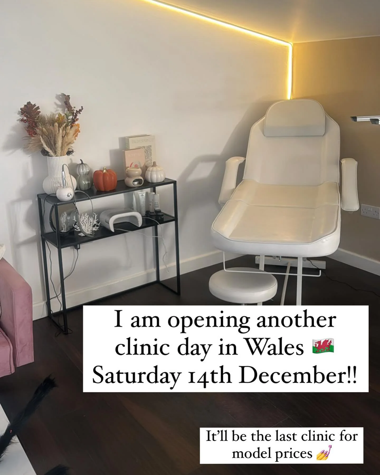 🎉 Exciting News! Another Clinic Day in Wales! 🎉

Due to the amazing response to my last clinic day, I&rsquo;m thrilled to announce that I&rsquo;ll be back in Wales on 14th December for another round of fabulous treatments! 💉✨

This will be your LA