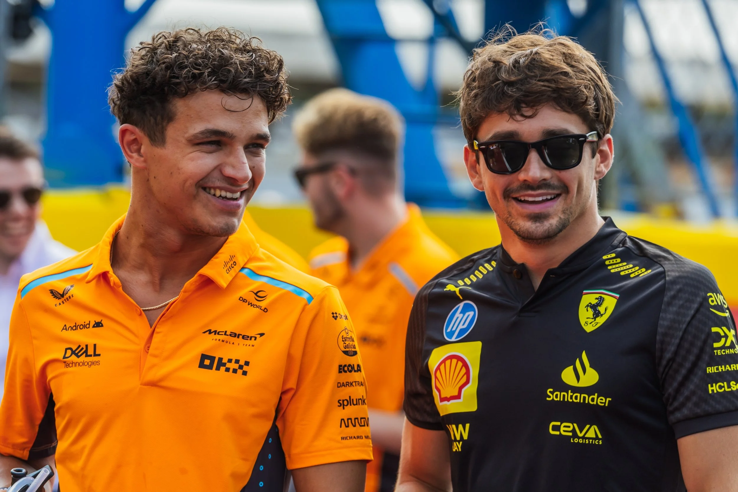 Lando Norris and Charles Leclerc in Monza 2024