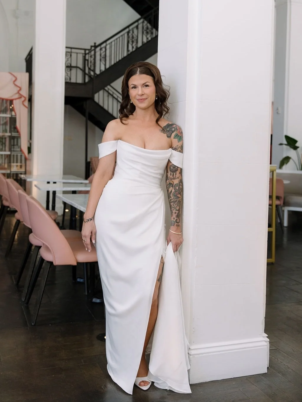 Real Urban Set Babe, Brandi, in @jennyyoonyc 🦢 

captured by our bestie @kenzicreates 
beauty by @radiantreflection_ 
alterations by @richmondsewing 
venues @quirkhotelrva and @303westbroad