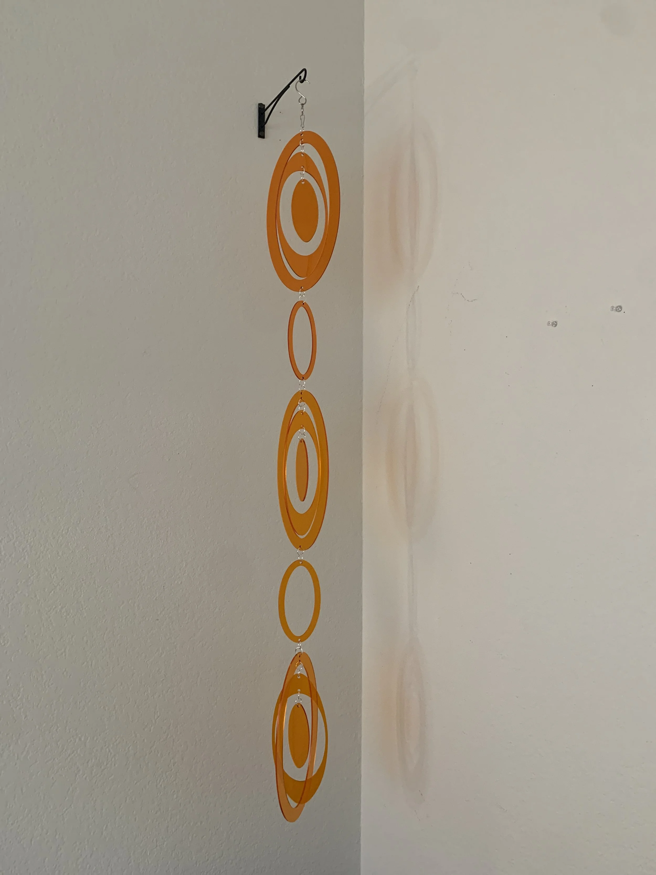 Modern Retro Mobile, Hanging Sculpture, Kinetic Sculpture, Orange