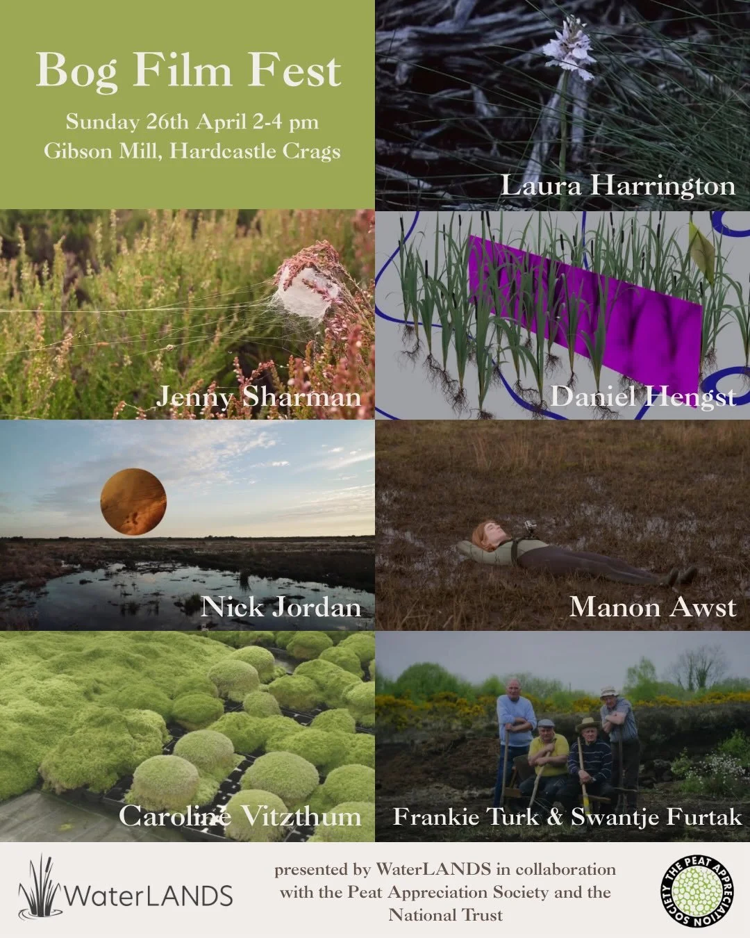 WaterLANDS in partnership with The National Trust and the Peat Appreciation Society presents Bog Film Fest, Sunday 26th April, 2-4pm 🌿

As part of the Big Bog Weekend at the National Trust&rsquo;s Gibson Mill, Hardcastle Crags, Hebden Bridge, come a