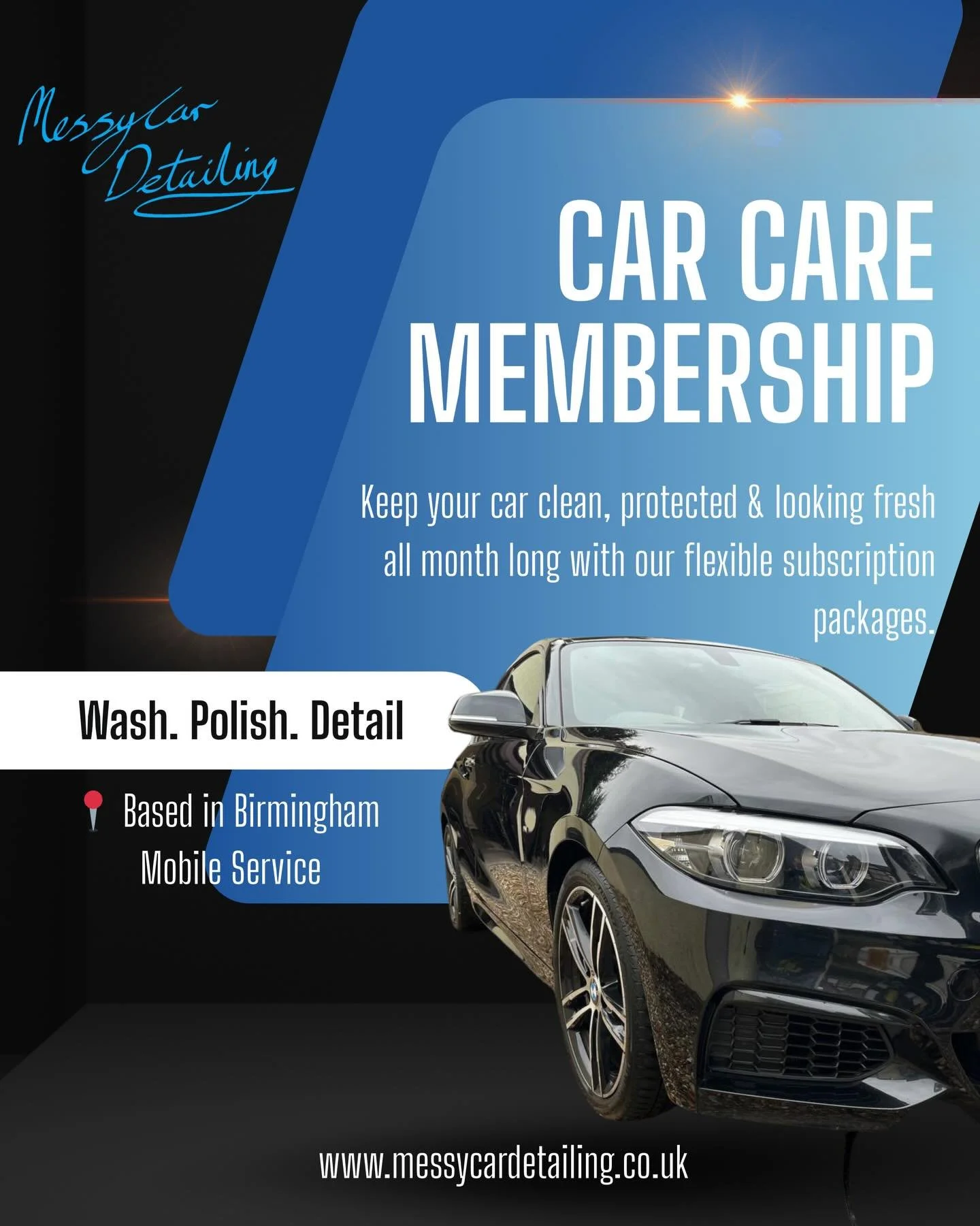 🚗✨ Never drive a dirty car again.

Introducing our Monthly Car Care Memberships

From weekly maintenance washes to full deep cleans, we keep your vehicle looking fresh, protected, and showroom ready all month long, without you having to think about 