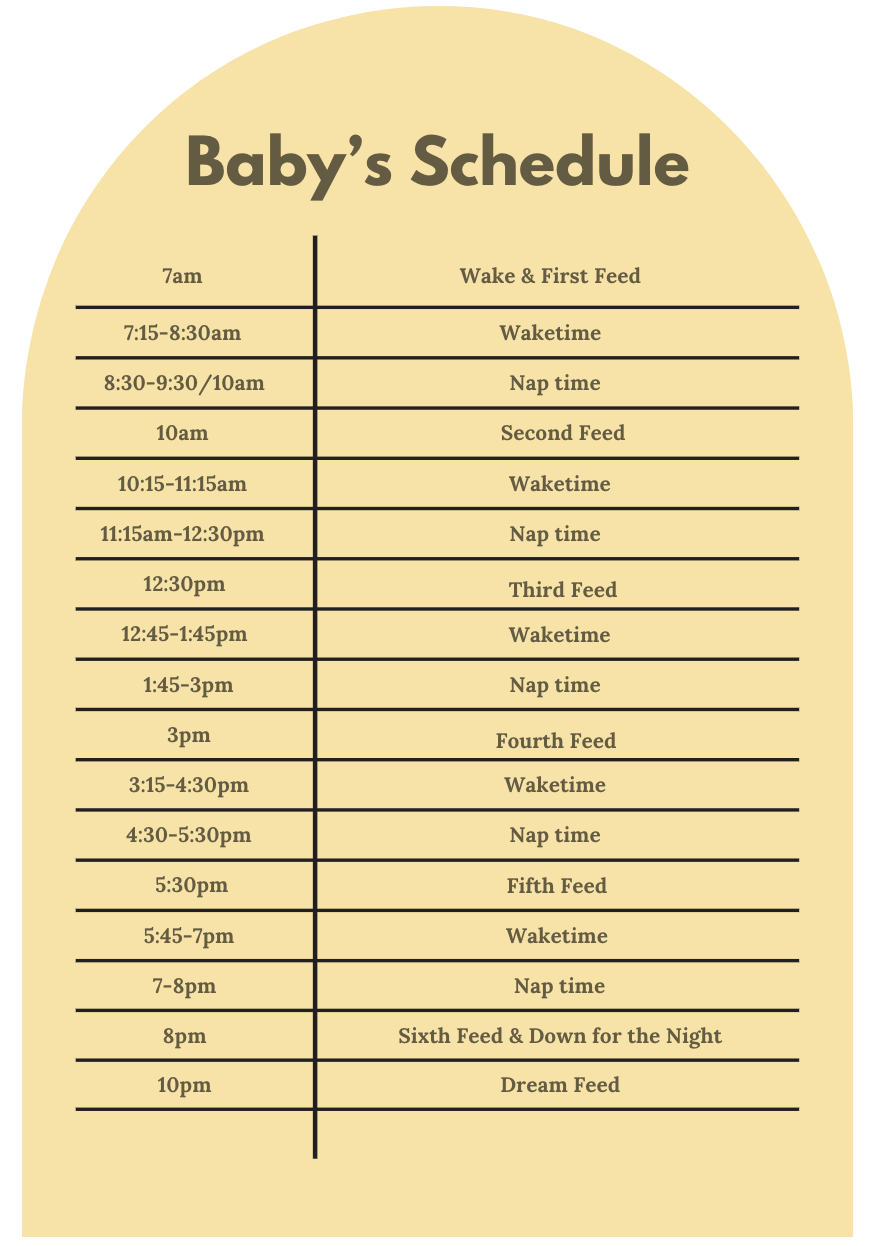 Editable Baby Schedule