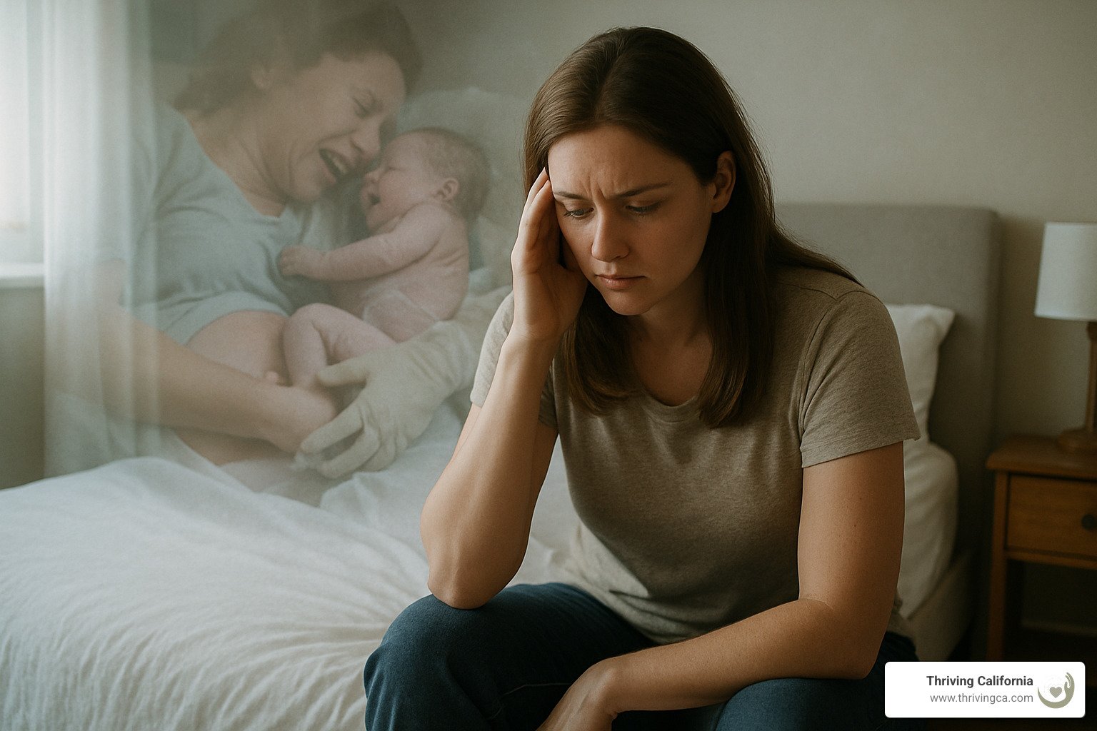 mother experiencing flashbacks of traumatic birth - post traumatic stress disorder after childbirth