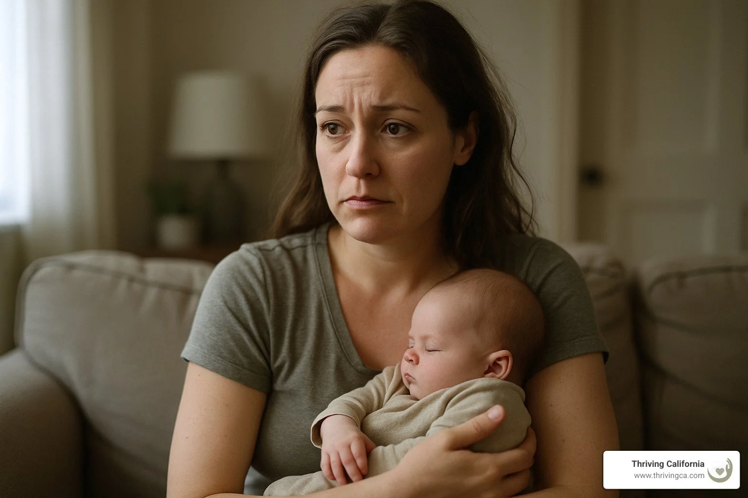 mother with infant showing signs of postpartum anxiety - therapy for parents