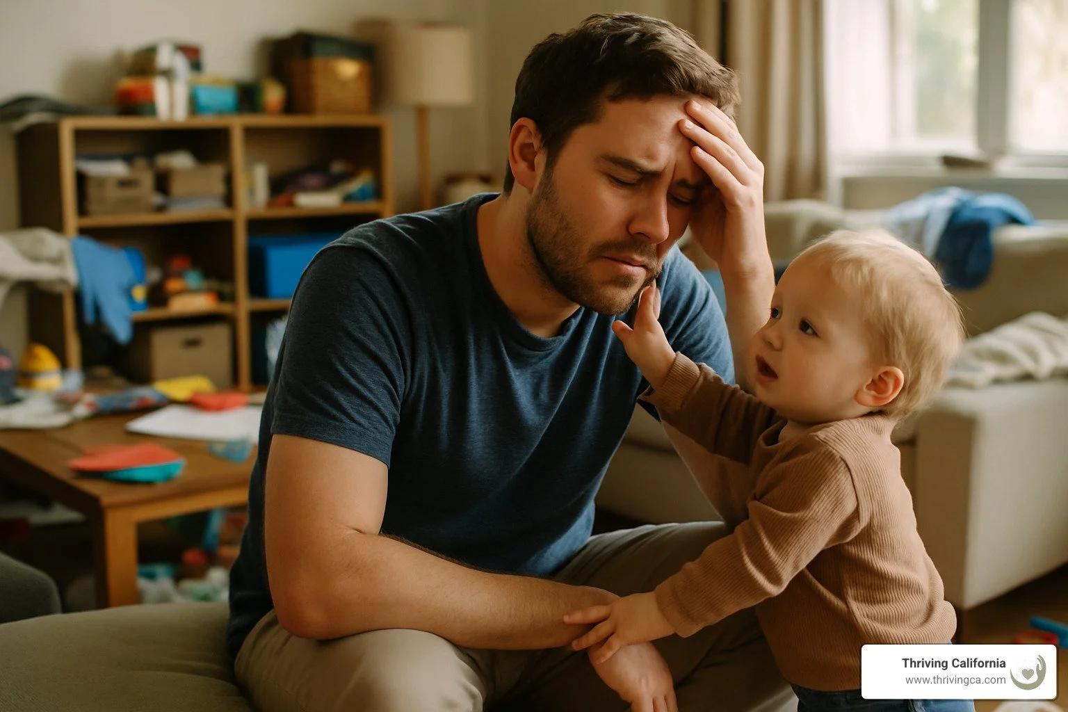 overwhelmed parent with young child - Therapy for Parents