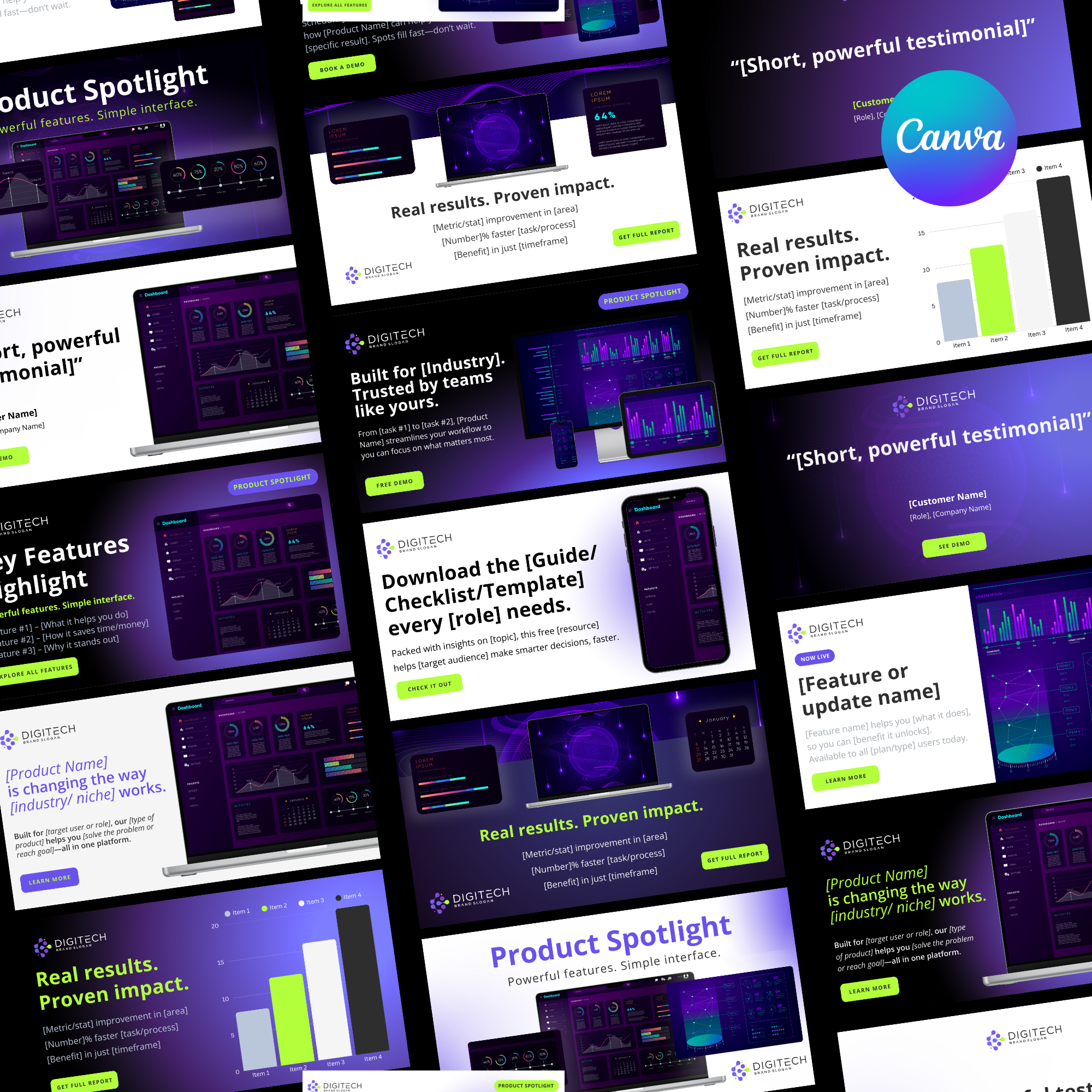 LinkedIn Ads Canva Templates: Tech & B2B Marketing (Digital Download)