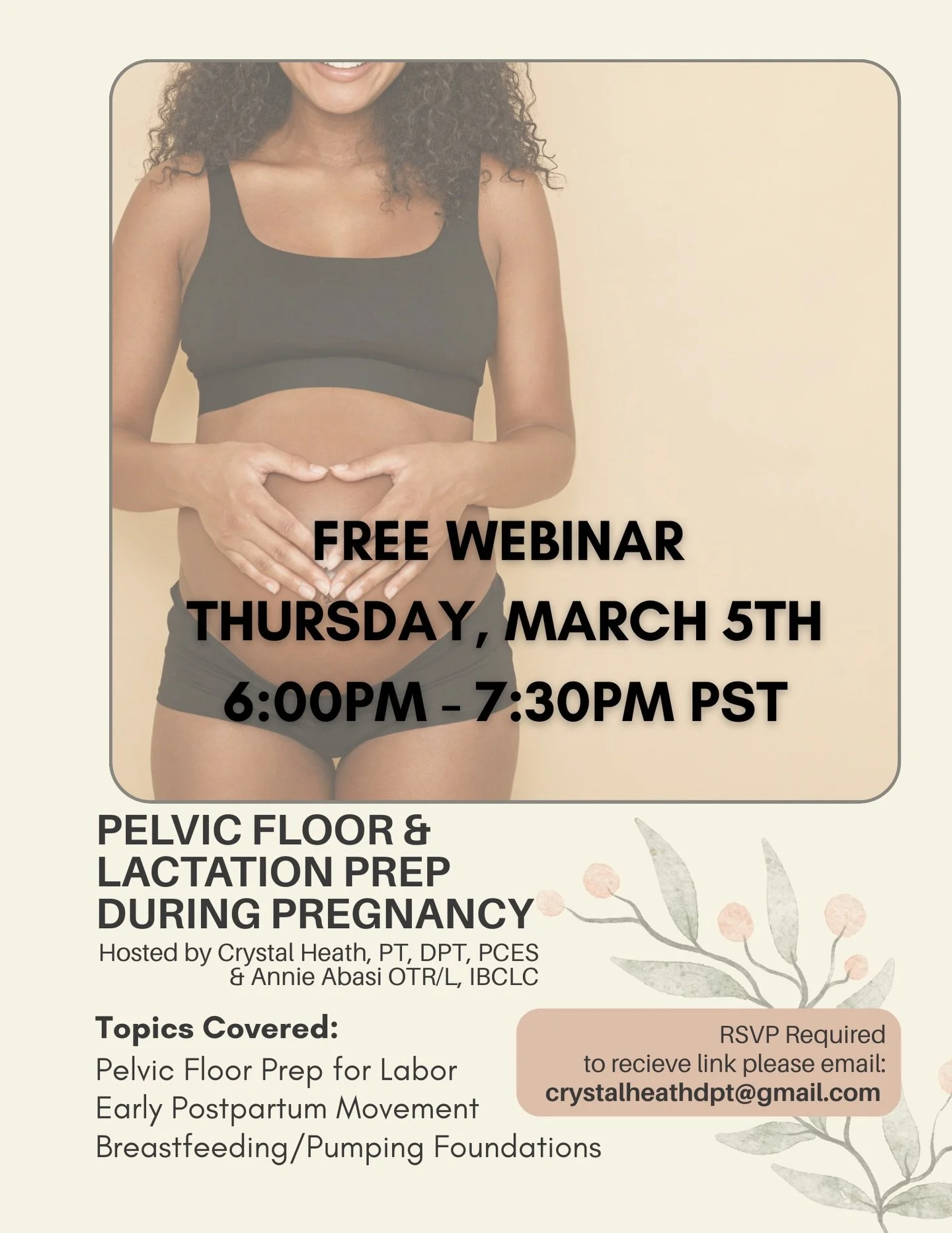 Pregnancy is the time to prepare &mdash; not just for delivery, but for postpartum as well.

In this FREE live webinar, we&rsquo;ll cover:
✔️ How to prepare your pelvic floor for labor
✔️ What early postpartum movement should look like
✔️ Breastfeedi