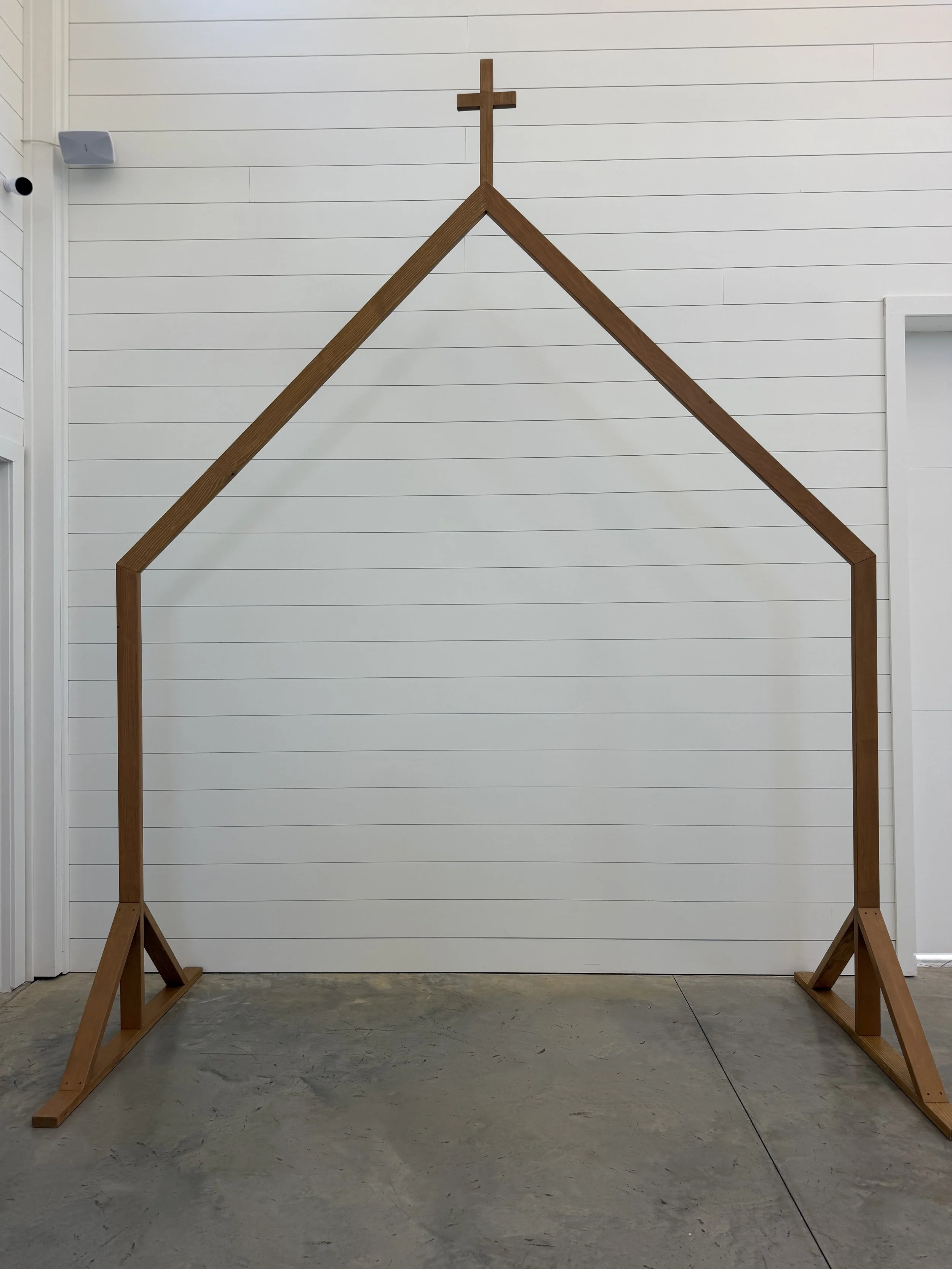 House-Shaped Arbor (Removable Cross) 
120" W x 135" H