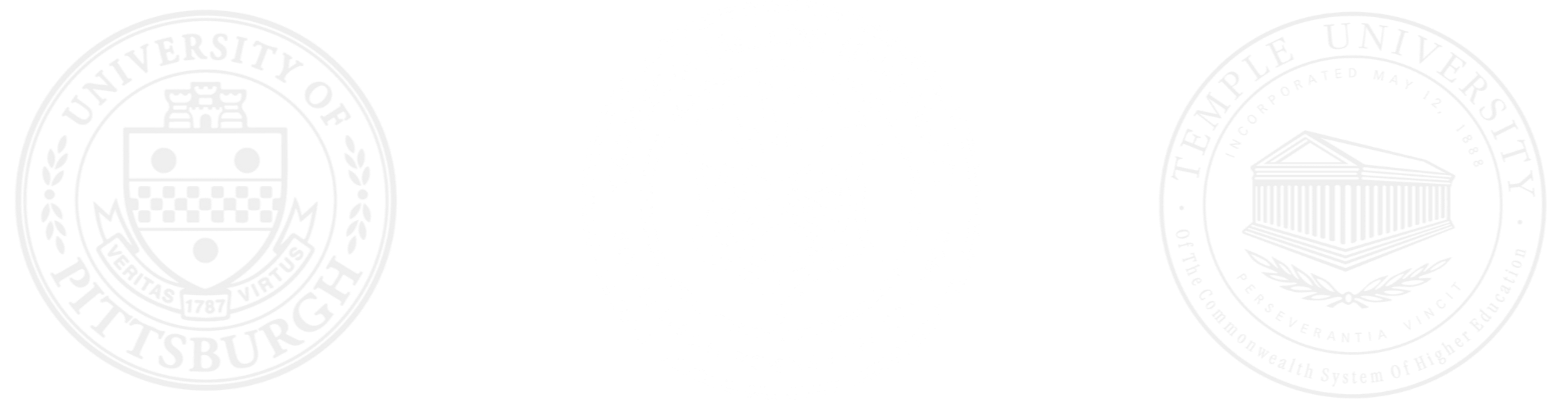 Temple, UPitt, and Carnegie Mellon University seals. Nicholas Gentry taught rhetoric and communication at all three institutions, foundational to his work as a corporate mentalist and leadership speaker.