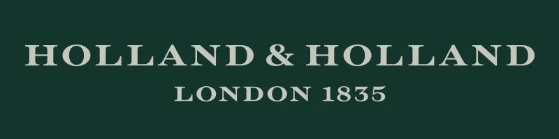 Logo with text 'Holland & Holland London 1835' on a dark green background