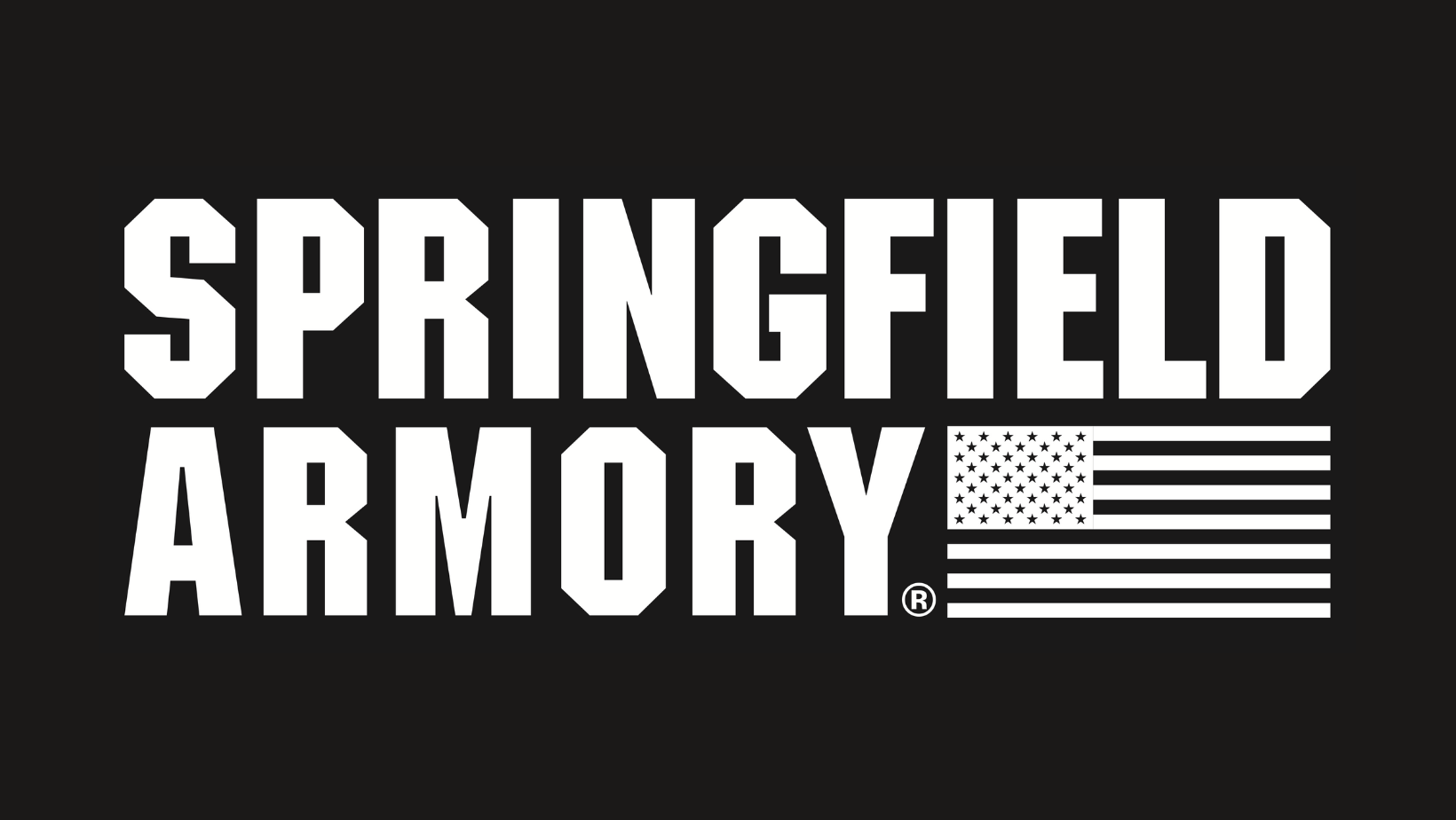 Springfield Armory logo with American flag."}