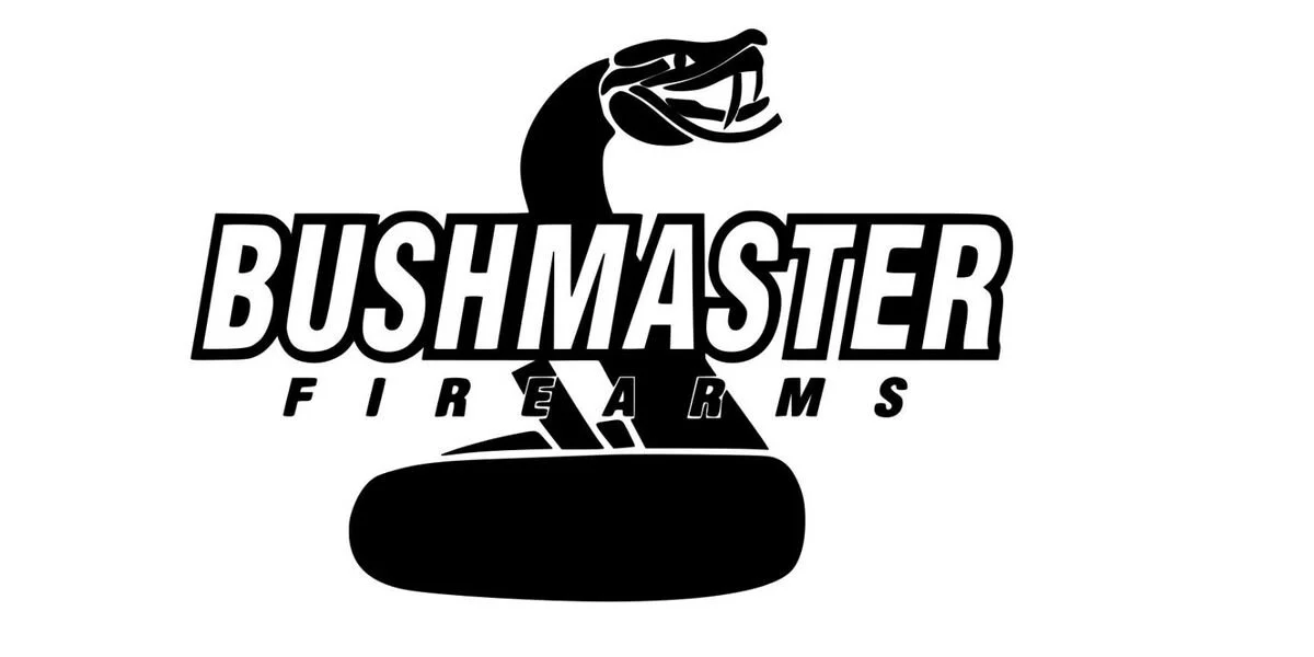 Logo of Bushmaster Firearms featuring a stylized coiled snake with open mouth and the company name in bold letters.