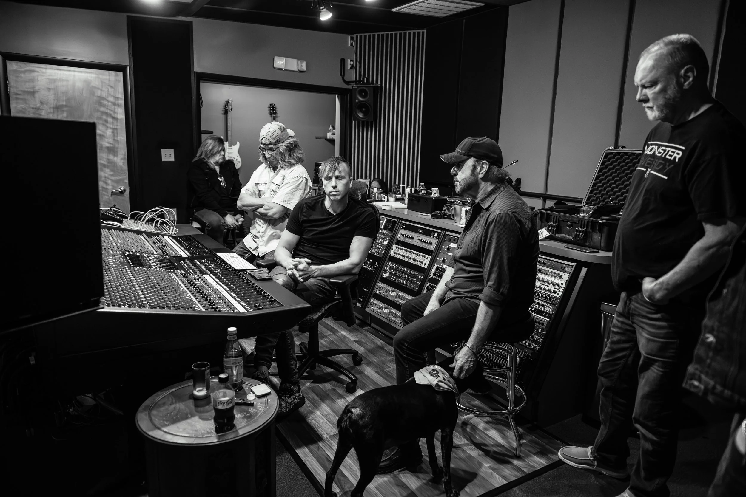 38 Special behind the board at Real2Reel Studios during their recording of Milestone.