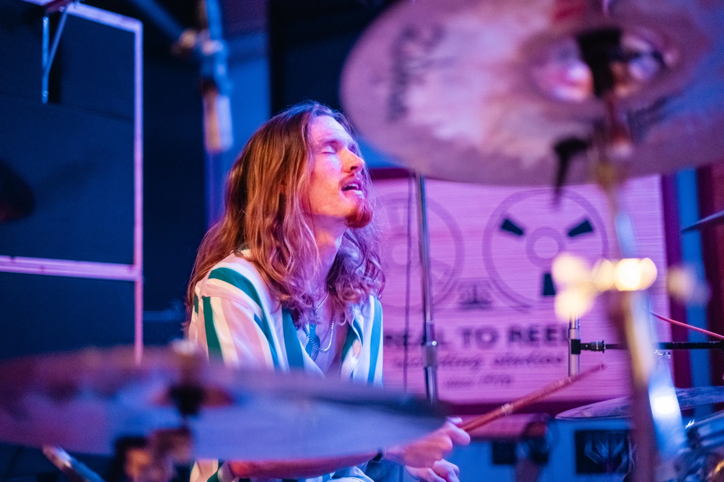 Joshua Russell, drummer of 307 Departure recording at Real2Reel Studios in Georgia