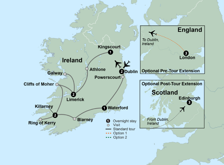 destinations and number of nights on thh shades of ireland tour hosted by Go Travel with Sara