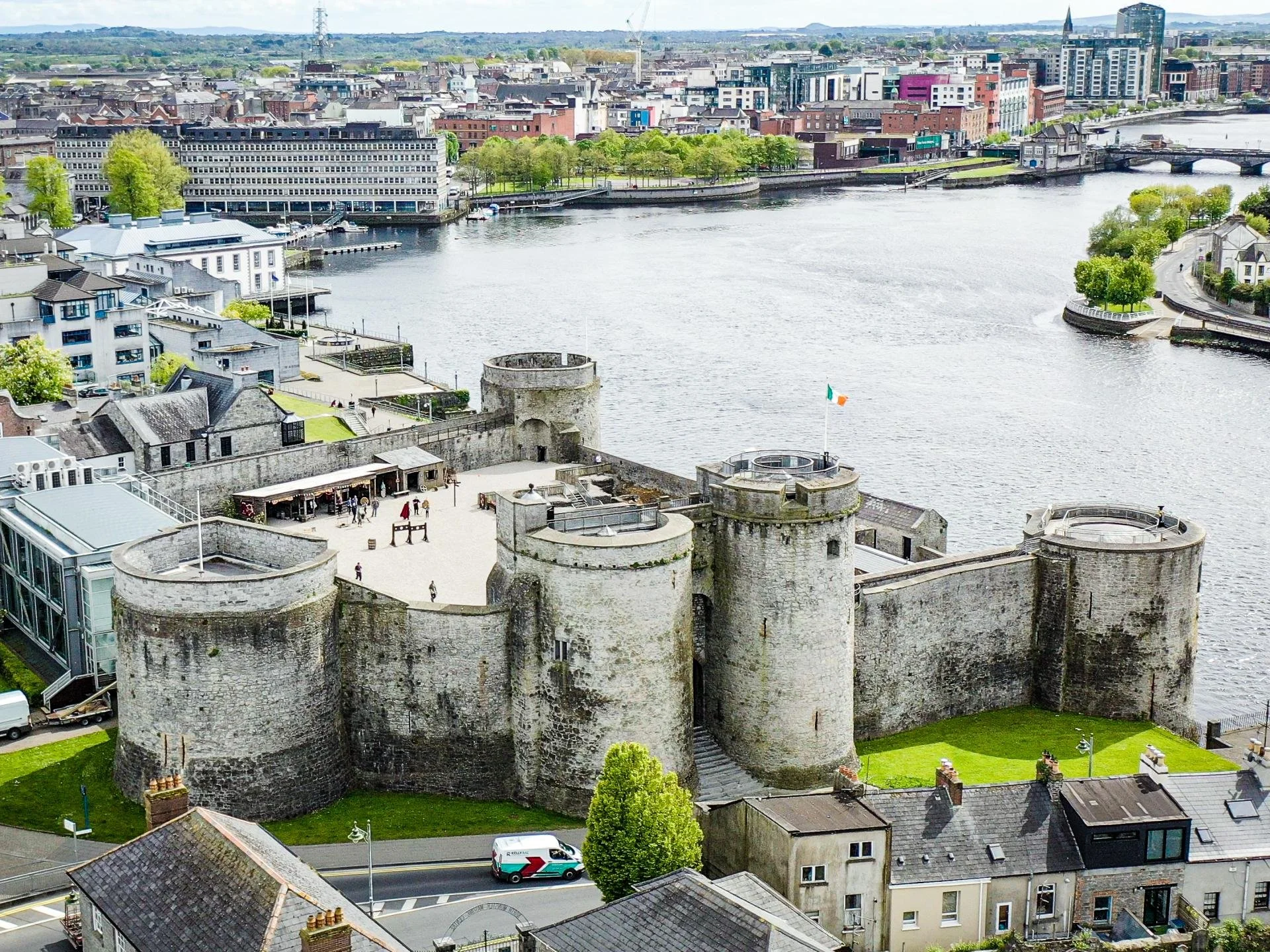 13th-century King John's Castle overlooking the River Shannon in Limerick City, Ireland