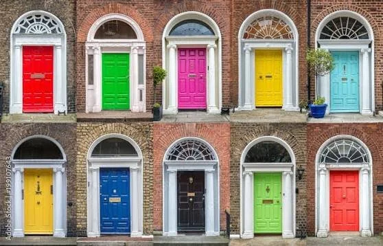 Colorful Georgian doors in Dublin's historic Georgian Quarter, Ireland