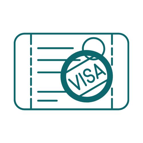 An illustration of a passport with a visa sticker on it.