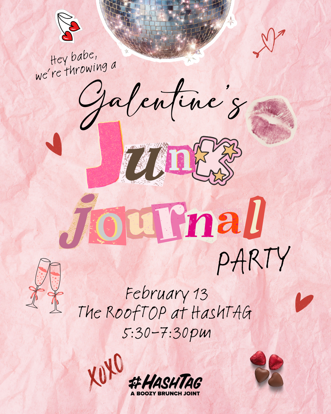 Galentine's Day Junk Journaling - RoofTOP at HASHTAG DOWNTOWN