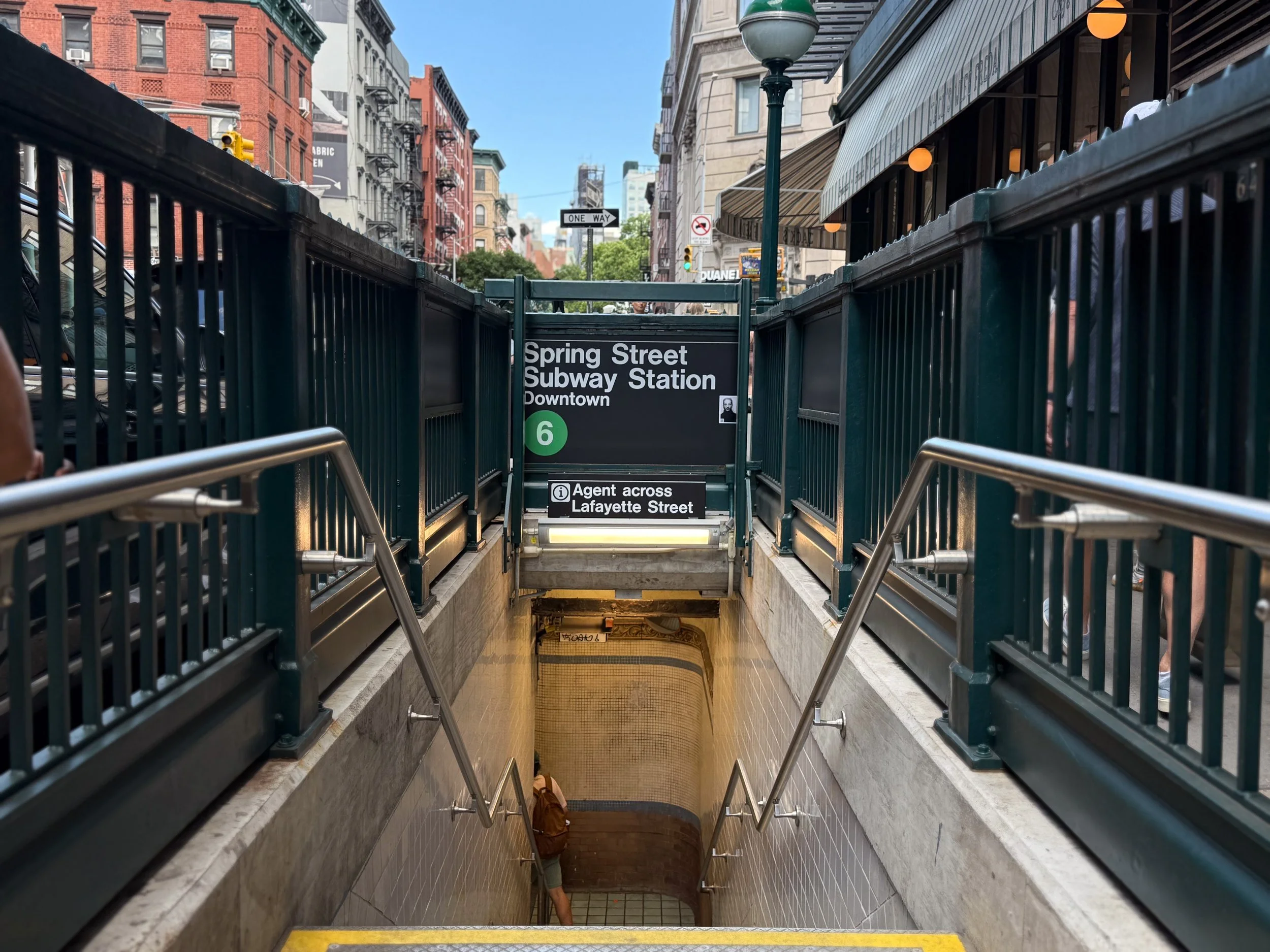 Spring Street subway station serving the 6 train near SoHo and NoLita in Manhattan