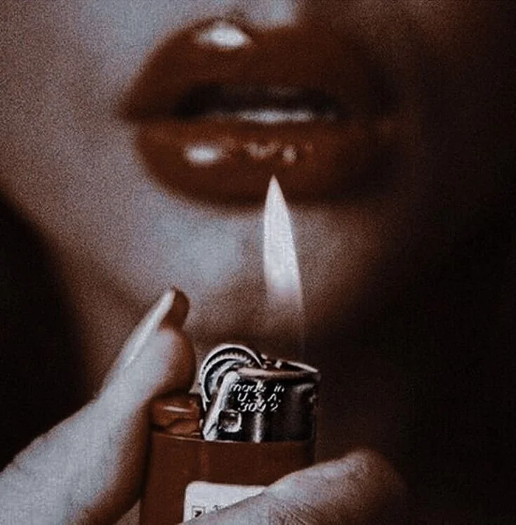 Lighter against lips