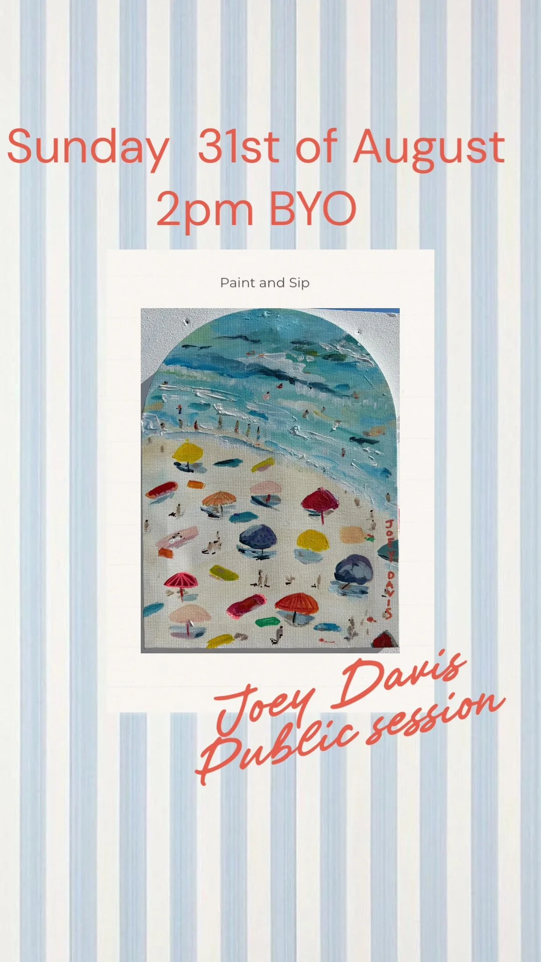 Paint and Sip Public Session Beach Scene $59 Aug 30th 2pm