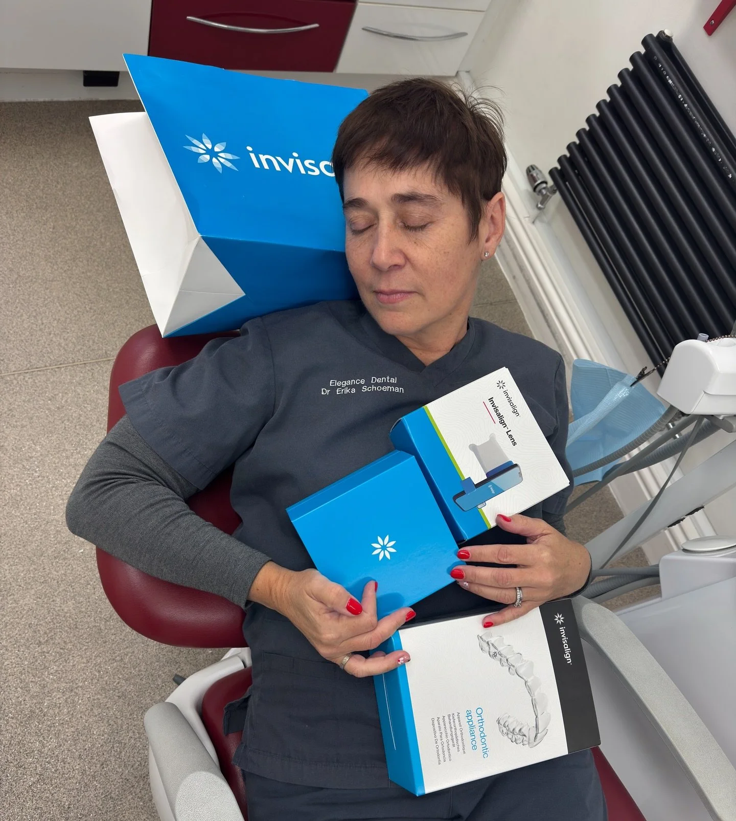 Erika taking &lsquo;dreaming about Invisalign&rsquo; a little too literally 😴😜💙 #InvisalignObsessed #invisalignlife
