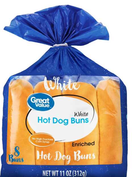 Great Value Hot Dog Buns, White, 11 oz, 8 Count