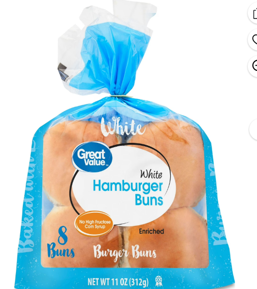 Great Value Hamburger Buns, 8 Count, 11 oz