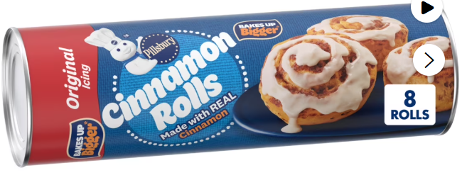 Pillsbury Cinnamon Rolls with Original Icing, 8 Count, 12.4 oz