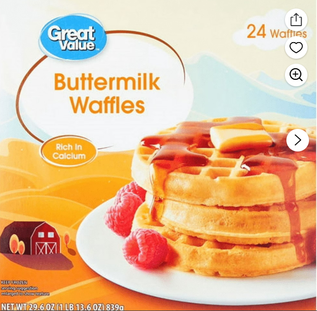Great Value Buttermilk Waffles, 24 Count