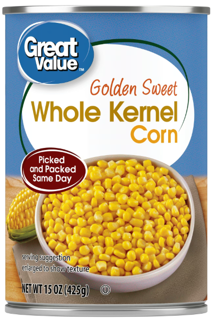 Great Value Golden Sweet Whole Kernel Corn, 15 oz No