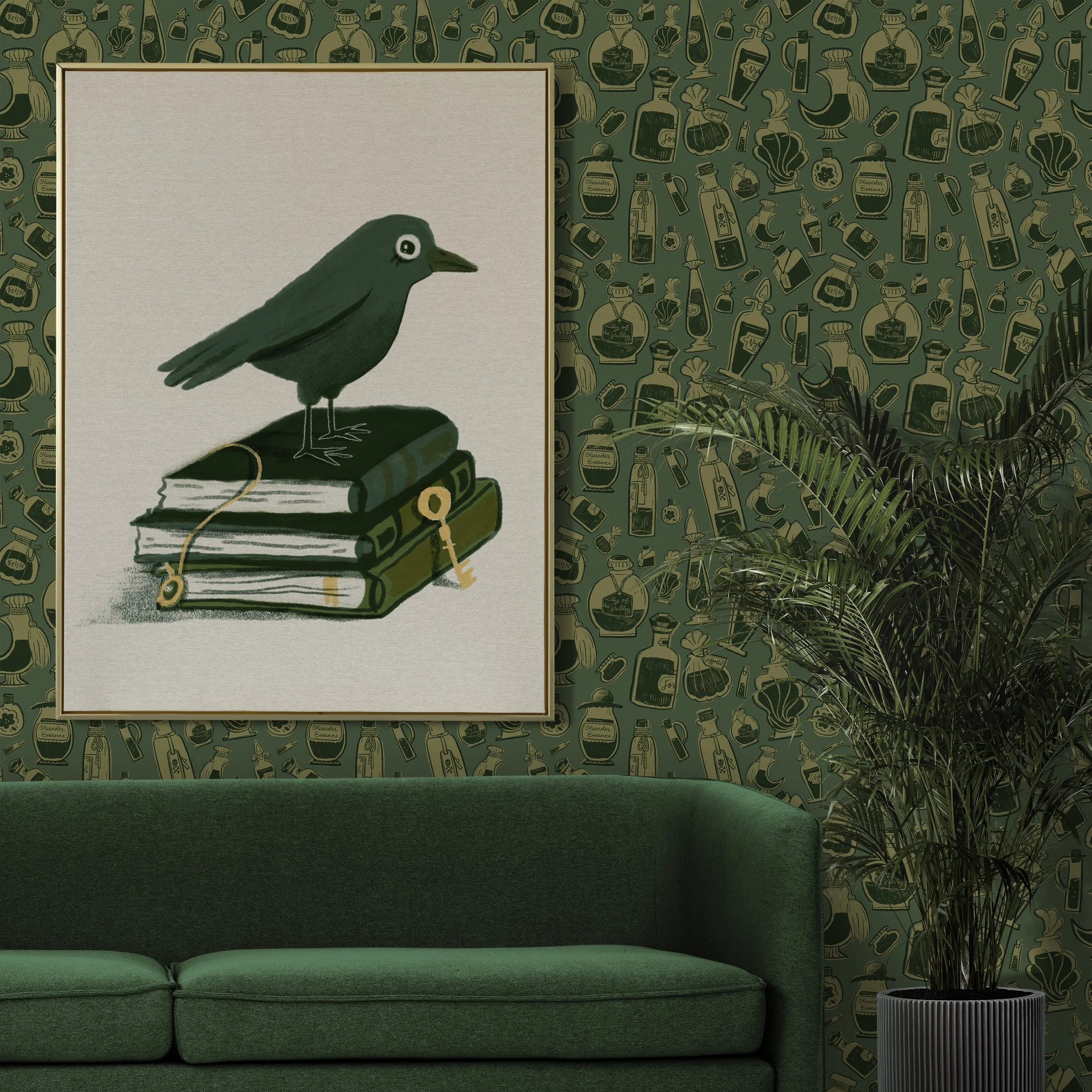 Hieronymus Print, Apothecary Wallpaper Pattern.